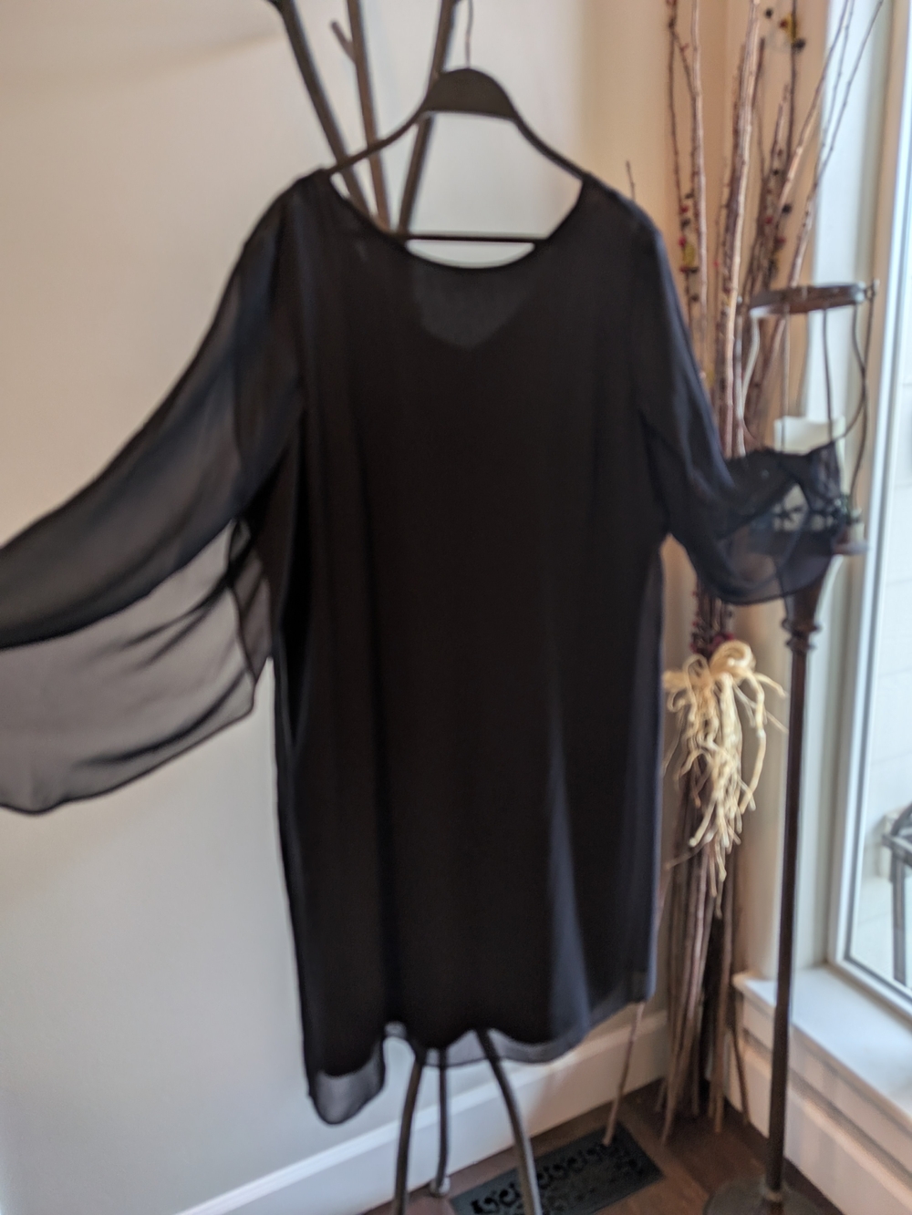 MSK Black Long Sleeve Chiffon Overlay Dress